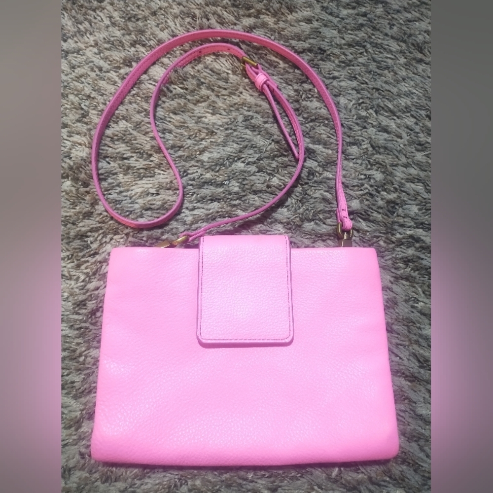 Fossil Purse Hot Pink Pebbled Leather Crossbody Bag
